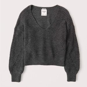 Abercrombie Slouchy V-Neck Sweater in Dark Gray